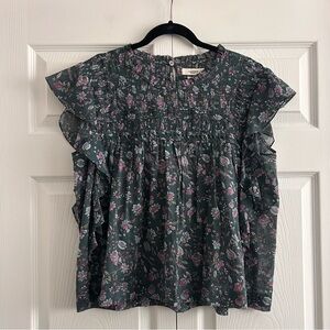 Isabel Marant Étoile Layona Feminine Romantic Ruffled Floral Cotton Voile Blouse